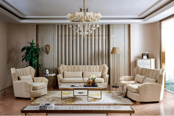 Sofa Couch Garnitur Sitz Polster Komplett Set 3+2+1 Deko Sofas Designer