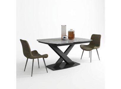 Design Esszimmer Gruppe Tisch + 2 Stühle Sitz Polster Garnitur Tische Lehn
