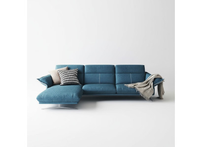 Stoff L-Form Couch Wohnlandschaft Ecksofa Garnitur Modern Design Blaues Sofa Neu