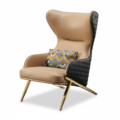 Sessel Relax Leder Lounge Club Polster Design Couch Sofa Sitzer Luxus Beige Neu