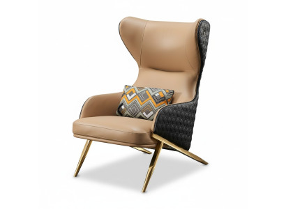 Sessel Relax Leder Lounge Club Polster Design Couch Sofa Sitzer Luxus Beige Neu
