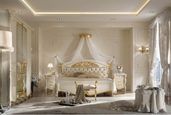 Italienische Schlafzimmer Möbel Luxus Designer Bett Doppel Betten Gold