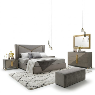 Schlafzimmer Bett 2x Nachttisch Betten 3tlg. Set Polster Italienische Möbel neu