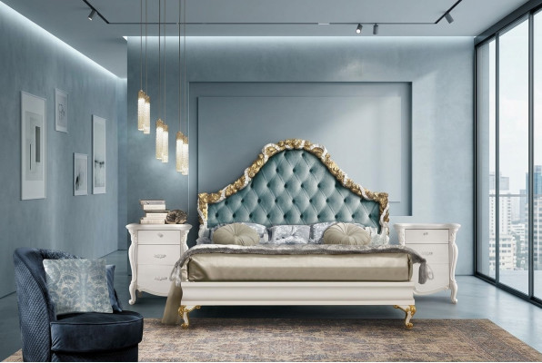 3 tlg. Schlafzimmer Set Bett 2x Nachttisch Konsole Hotel Betten Doppel Polster