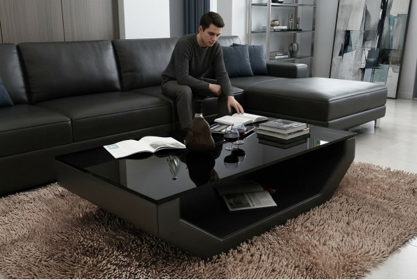 Couchtisch Tisch Couchtische Glastisch Tische Designer Beistelltisch Neu Leder