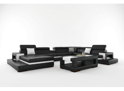 Schwarze Ecksofa Wohnlandschaft Leder Sofa Relax Funktion Couchen Big