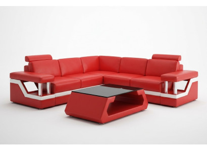Designer Sofa Couch Ecksofa Leder Textil Polster Garnitur Wohnlandschaft