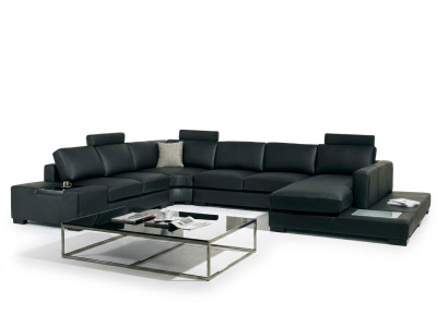 Ledersofa Designer Sofa U Form Wohnlandschaft Couch Deko Polster Ecksofa
