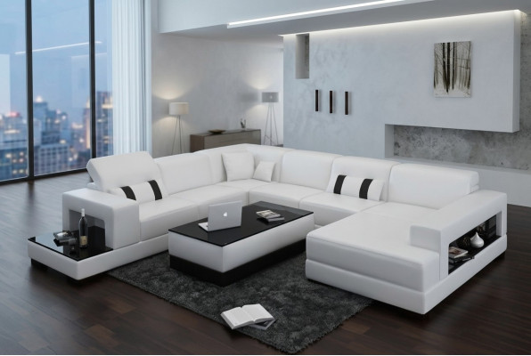 Ecksofa Sofa Couch Polster Deko Wohnlandschaft Leder Eck Sofas Garnitur