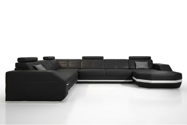 Ecksofa Ledersofa Big xxl U Form Wohnlandschaft Sofa Couch Deko Garnitur