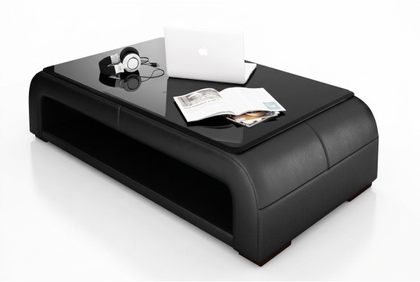 Sofatisch Design Tisch Wonzimmer Glas Leder Dekorative Couch Beistell Sofa