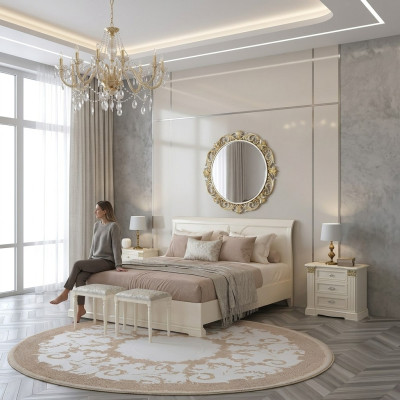 Bett + 2x Nachttisch 3 tlg Schlafzimmer Set Design Modern Luxus Klassische Möbel Massivholz