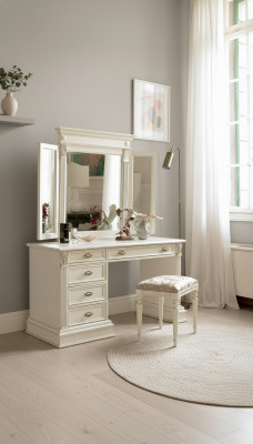 Schminktisch Spiegel Hocker Komplett Set Kommode Schlafzimmer Neu 3tlg. Konsole