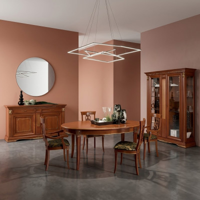 Esszimmer Komplett Tisch Anrichte 4x Stuhl Set Vitrine Barock 7tlg. Massivholz