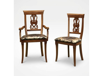 Stuhl Braun Design Wohnzimmer Holz Esszimmer Stühle Polster mit Armlehne