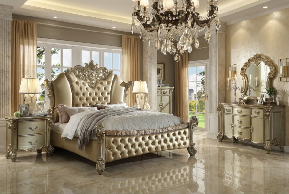 Schlafzimmer Set Nachttische Bett 5tlg. Barock Rokoko Antik Stil Holz