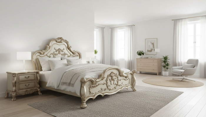 Bett Design Doppelbett Betten Luxus Klassiker Barock Rokoko Chestgerfield Neu