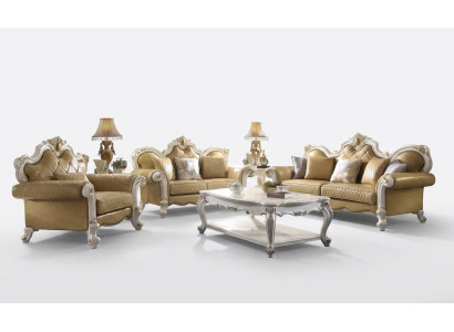 Klassische Sofa Garnitur 3+2+1 Sitzer Ledersofa Couch Leder 3tlg. Set