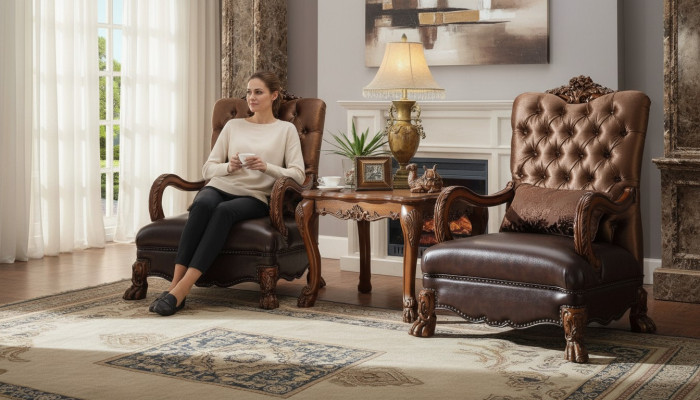 Sessel Designer Stuhl Polster Relex Stoff Textil Leder Lounge Neu Chesterfield