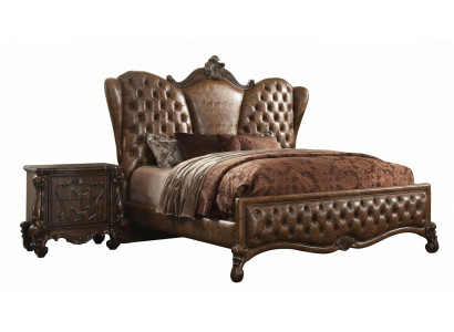 Chesterfield Bett 2x Nachttische 3tlg. Set Möbel Barock Rokoko Schlafzimmer Set
