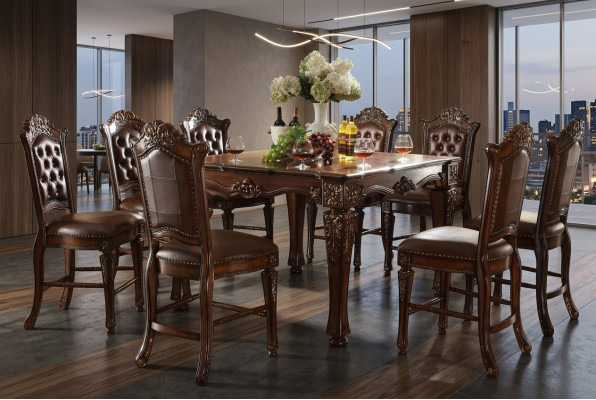 Designer Esszimmer Möbel Rechteckiger Holz Tisch x8 Stühle 9tlg. Set