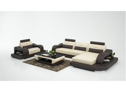 Wohnlandschaft Ecksofa L-Form Sessel Set Garnitur Leder Couch 2tlg.