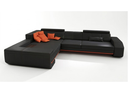 Sofa L-Form Ledersofa Couch Wohnlandschaft Garnitur Design Ecksofa