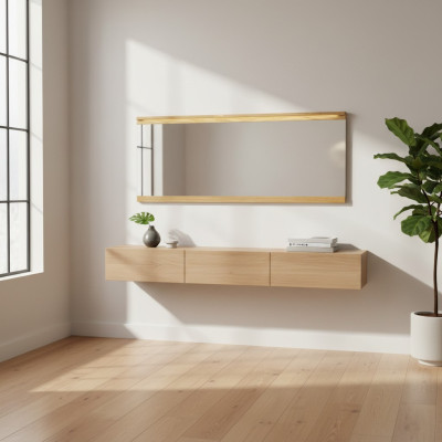 Spiegel Wandspiegel designer Dielen Wohnzimmer Bad Holz Glas design 151x70cm xxl