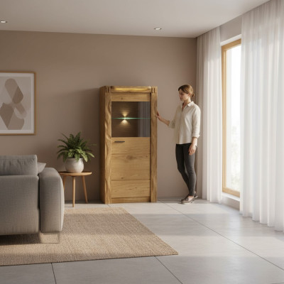 Wand Schrank Schränke Vitrine Glas Design Hoch Holz Vitrinen Wohn Zimmer Möbel