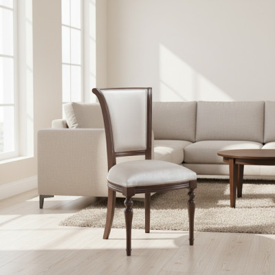 Klassischer Designer Echtes Holz Stuhl Lehn Polster design Ess Wohn Zimmer Neu
