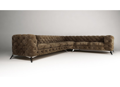 Samt Ecksofa Chesterfield Sofa Polstergarnitur Couch Wohnlandschaft