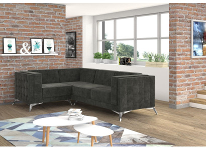 Chesterfield Ecksofa L-Form Stoff Couch Design Polster Sitz Textil Sofa Eck Neu
