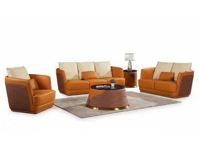 Wohnlandschaft Sofagarnitur 3+2+1 Sitzer Ledersofa Couch Garnitur