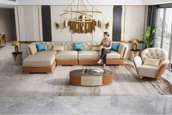 Ledersofa Couch Wohnlandschaft Garnitur Design Modern Sofas Ecksofa + Sessel Neu