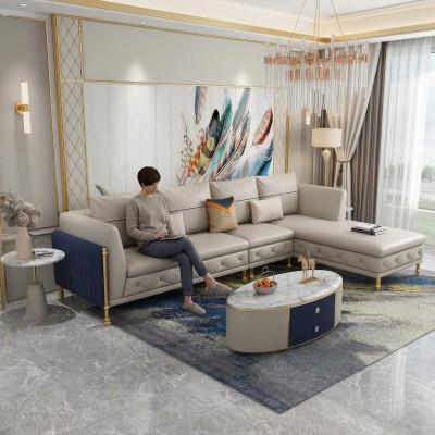 Luxuriöse Wohnzimmer Eckgarnitur Ecksofa Eckcouch Sofa Polster Ecke Couch Leder