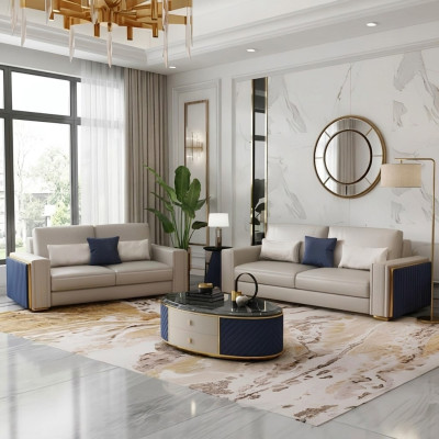 Moderne Sofas Ledersofa Couch Wohnlandschaft Sofa Sitz Sofagarnitur 3+2 Design