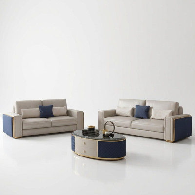 Moderne Sofas Ledersofa Couch Wohnlandschaft Sofa Sitz Sofagarnitur 3+2 Design
