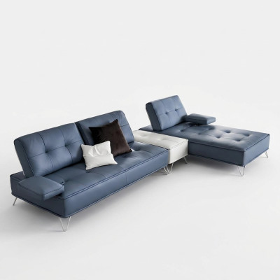 Wohnlandschaft Couch Polster Textil Stoff Leder Sitz Garnitur Eck L-Form Ecksofa