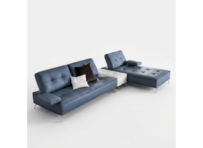 Wohnlandschaft Couch Polster Textil Stoff Leder Sitz Garnitur Eck L-Form Ecksofa
