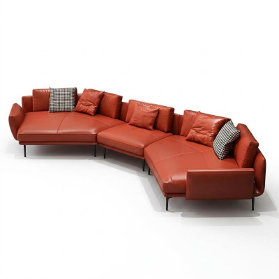Edle Ecksofa U-Form Wohnlandschaft Sofa Couch Polster Ecke Garnitur Ledersofa