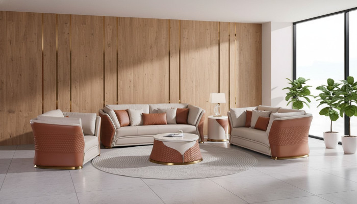 Wohnlandschaft Sofa Polster Sofagarnitur 3+2+1 Sitzer Beistelltisch Couchtisch