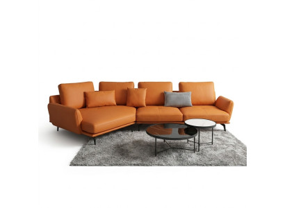Ecksofa Orange LForm Wohnlandschaft Sofa Couch Polster Ecke Garnitur Leder Sofas