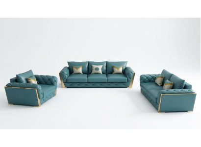 Sofagarnitur 3+2+1 Sitzer Wohnlandschaft Couch Sofa Polster Garnitur Sofas Leder
