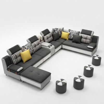 Ecksofa U-Form Wohnlandschaft Sofa Couch Polster Garnitur Stoff Sofas Leder Neu