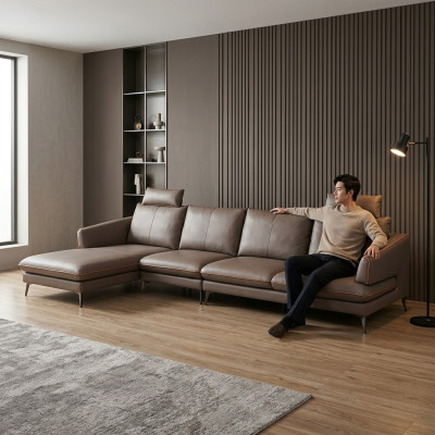 Ecksofa Eckcouch Sofa Polster Ecke Couch Leder Luxuriöse Wohnzimmer Eckgarnitur