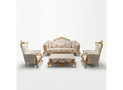 Sofagarnitur 3311 Sitzer Sofa Wohnzimmer Set Chesterfield Sessel Textil Neu