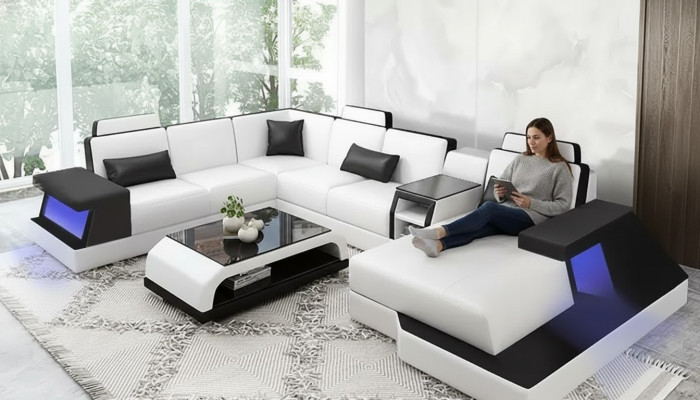 Ecksofa Design Couch Sofa Polster Ecke Garnitur Ausgefallene Wohnlandschaft Neu