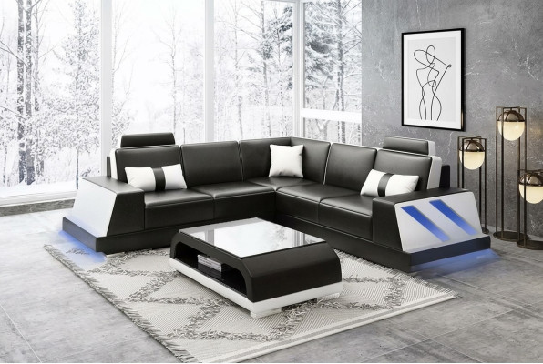 Ledersofa Eckcouch Polstergarnitur Sofa Couch Eckgarnitur Wohnlandschaft Polster
