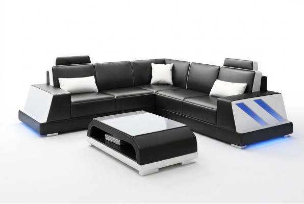 Ledersofa Eckcouch Polstergarnitur Sofa Couch Eckgarnitur Wohnlandschaft Polster
