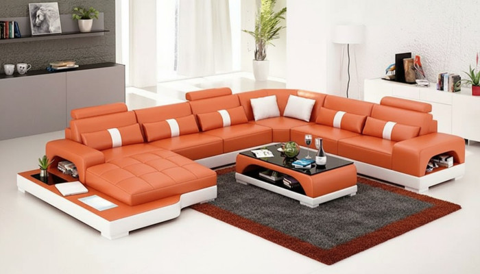Eckgarnitur Sofa Polster Eckgruppe Wohnlandschaft Ledersofa Couchen sofas U-Form